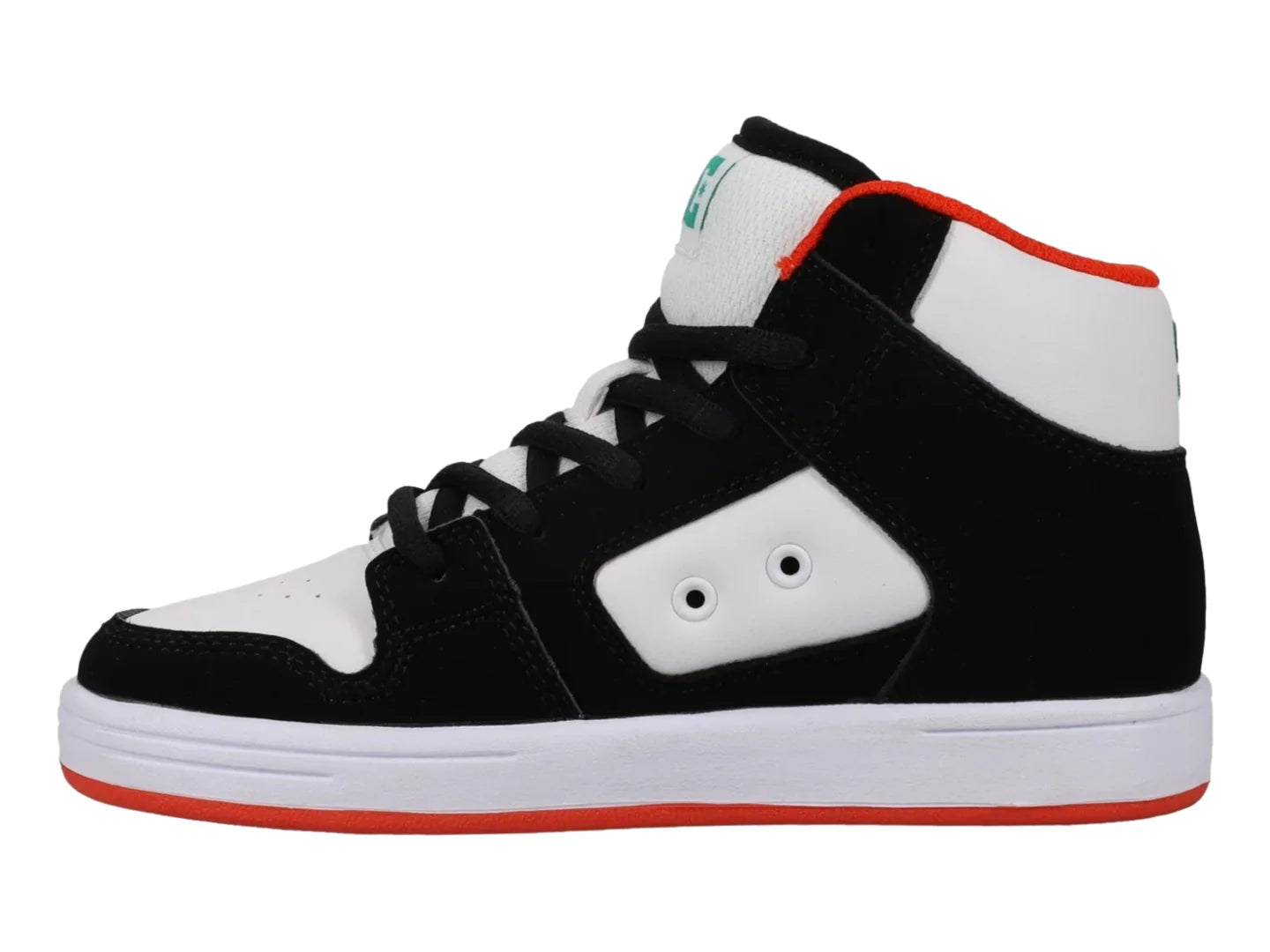 Tenis DC Shoes Manteca 4 HI Negro Verde y Naranja para Niño