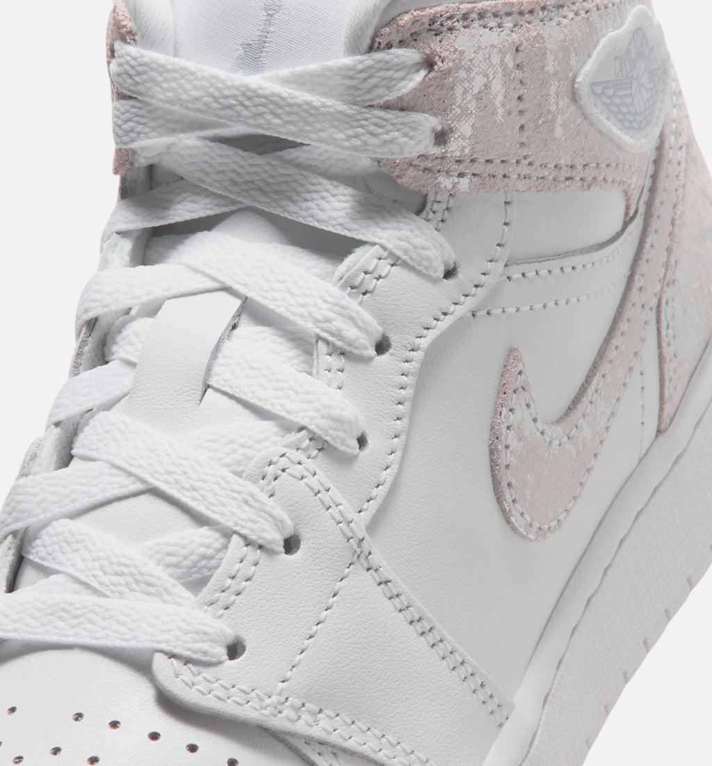 Air Jordan 1 Mid SE Grade School Lifestyle Shoe White Field Silver