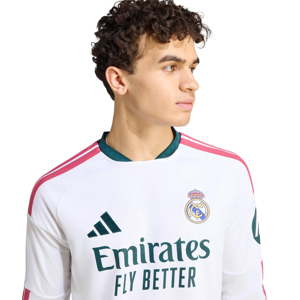 adidas Real Madrid Home Long Sleeve Mens Soccer Jersey 26 27 White