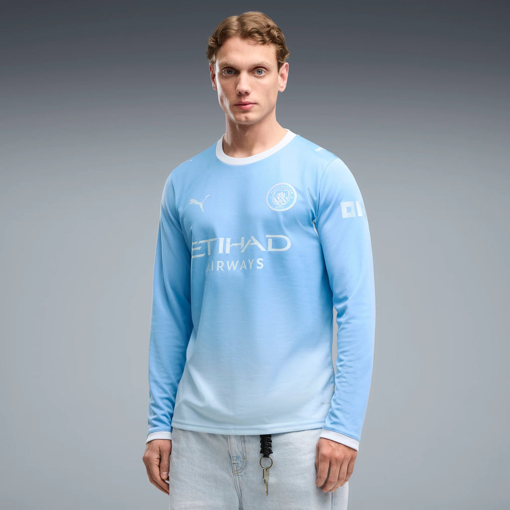 PUMA Manchester City Home Long Sleeve Mens Soccer Jersey 2026 Light Blue Icy Blue