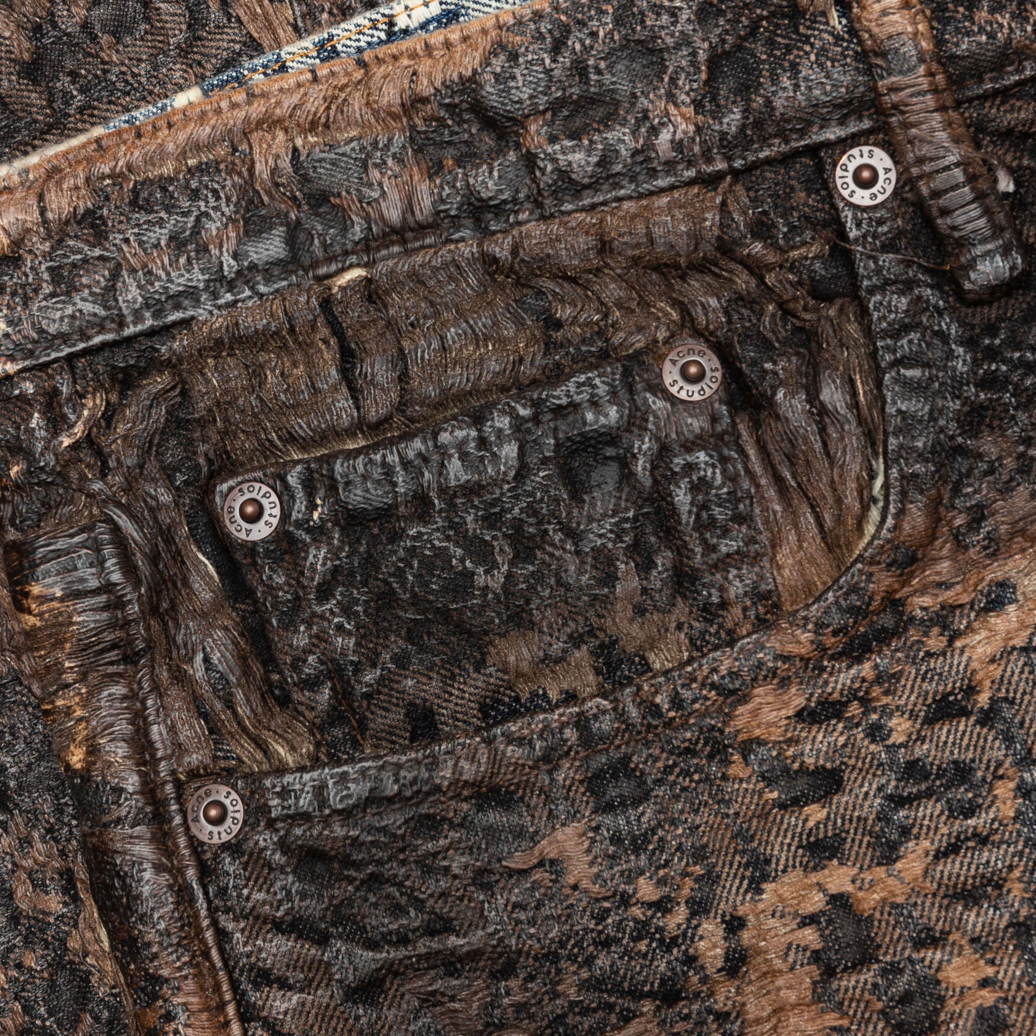 Loose Fit Denim Monogram Shorts Fn Mn Shor000260 Brown