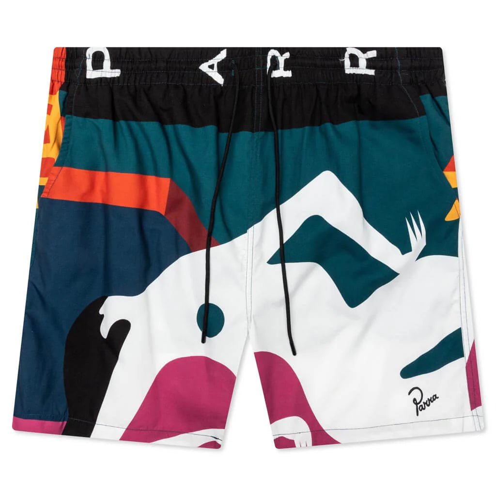 Beached in White Swim Shorts Multi