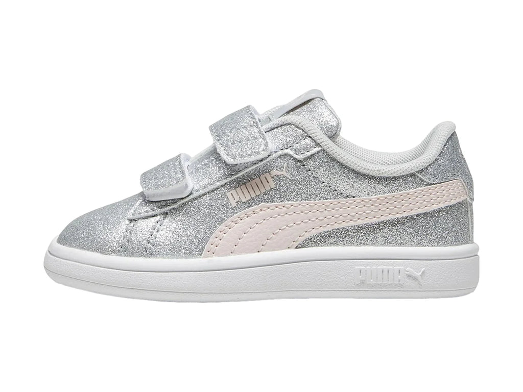 Tenis PUMA Smash 30 Glitz Glam Plata y Rosa para Niña