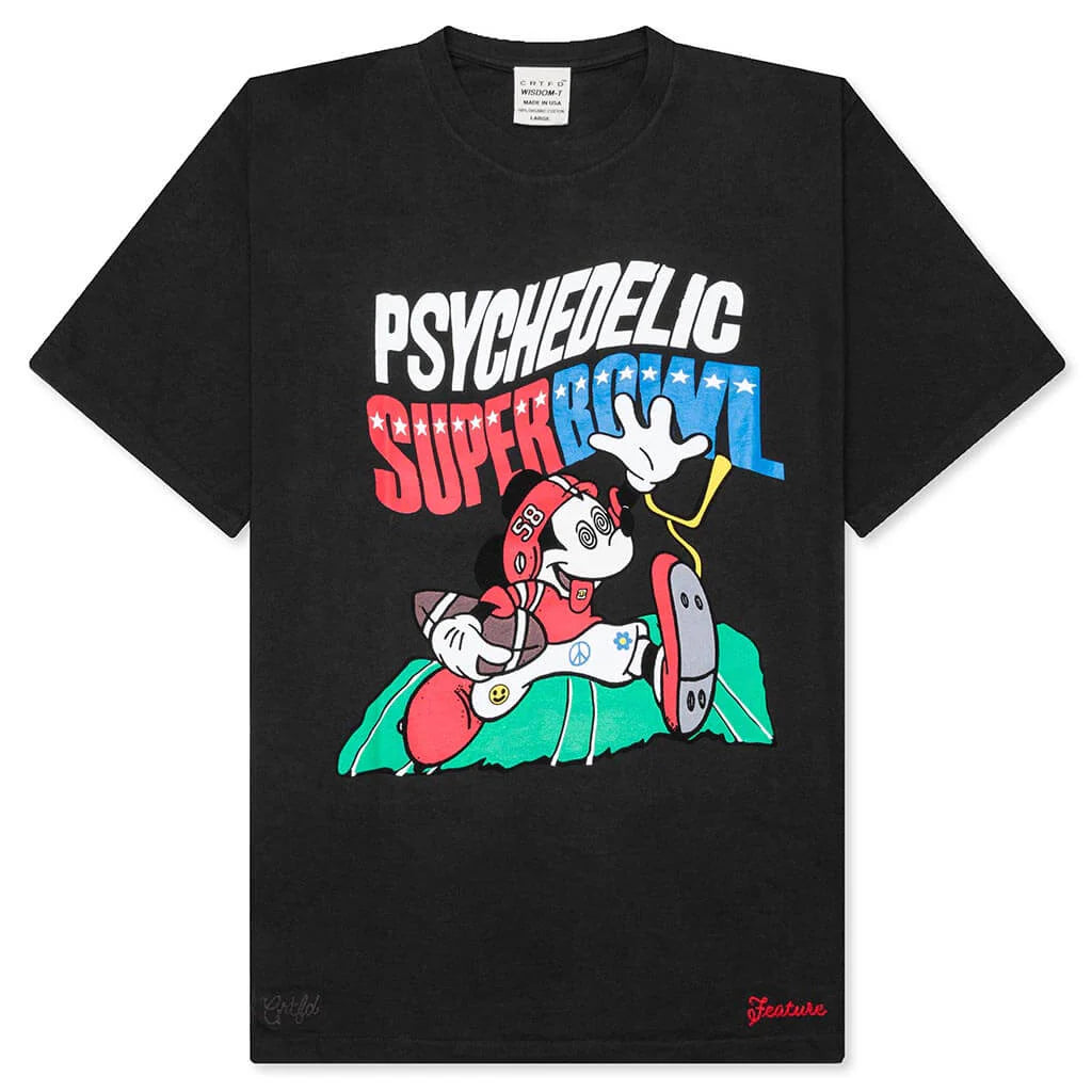 Feature x CRTFD Psychedelic Super Bowl T Shirt Black