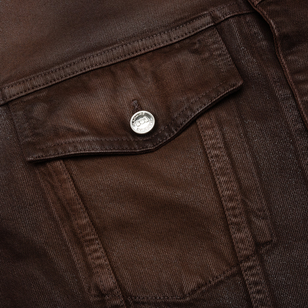 Waxed Denim Trucker Jacket Brown Wash